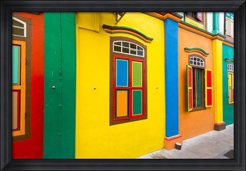 Framed Restored building in Little India, Singapore Print