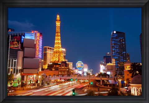 Framed Casinos along the Las Vegas Boulevard at night, Las Vegas, Nevada, USA 2013 Print