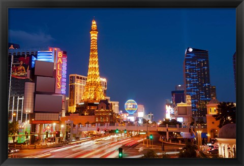 Framed Casinos along the Las Vegas Boulevard at night, Las Vegas, Nevada, USA 2013 Print