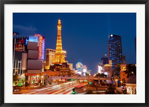 Framed Casinos along the Las Vegas Boulevard at night, Las Vegas, Nevada, USA 2013 Print