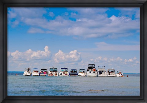Framed Boats in a lake, Lake Simcoe, Ontario, Canada Print