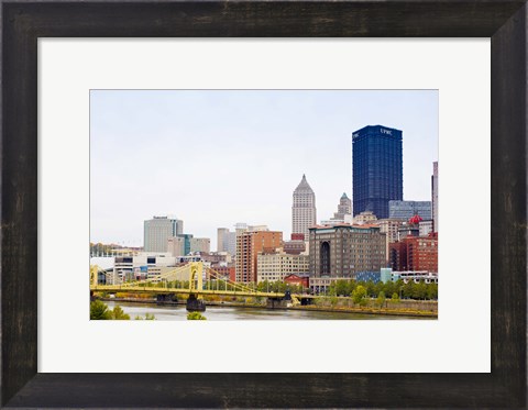 Framed Skyscrapers in a city, Tenth Street Bridge Pittsburgh, Pennsylvania, USA Print