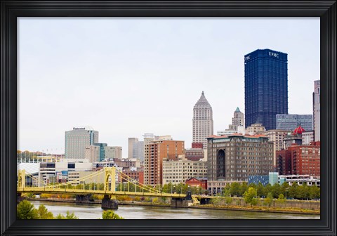 Framed Skyscrapers in a city, Tenth Street Bridge Pittsburgh, Pennsylvania, USA Print