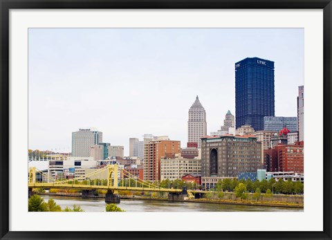 Framed Skyscrapers in a city, Tenth Street Bridge Pittsburgh, Pennsylvania, USA Print