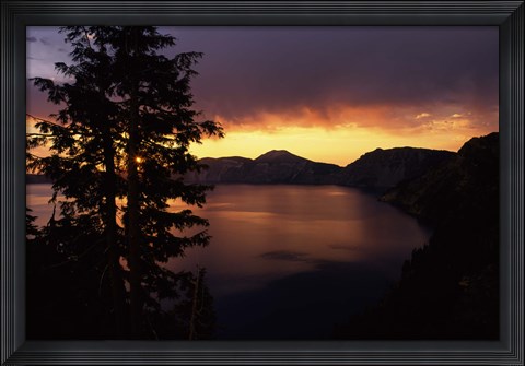 Framed Sunrise view from Discovery Point over Crater Lake, Crater Lake National Park, Oregon, USA Print