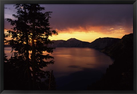 Framed Sunrise view from Discovery Point over Crater Lake, Crater Lake National Park, Oregon, USA Print