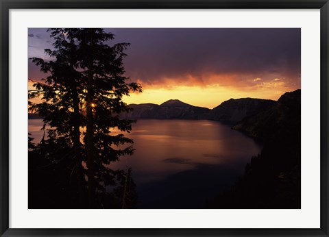 Framed Sunrise view from Discovery Point over Crater Lake, Crater Lake National Park, Oregon, USA Print