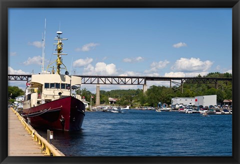 Framed Ship at a harbor, Parry Sound Harbor, Parry Sound, Ontario, Canada Print