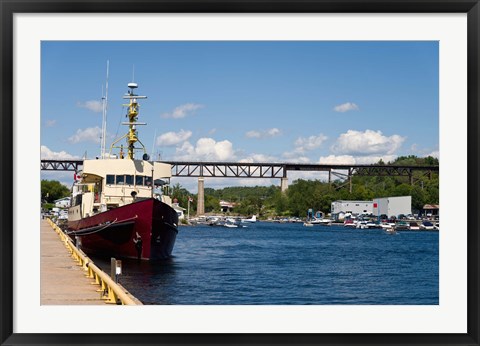 Framed Ship at a harbor, Parry Sound Harbor, Parry Sound, Ontario, Canada Print