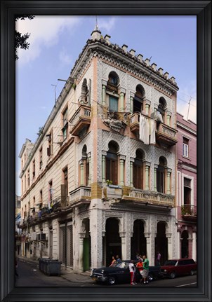 Framed Buildings along the street, Havana, Cuba Print