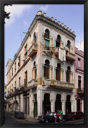 Framed Buildings along the street, Havana, Cuba Print