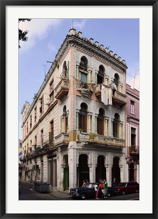 Framed Buildings along the street, Havana, Cuba Print