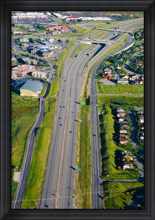 Framed Aerial view of a highway passing through a town, Interstate 80, Park City, Utah, USA Print