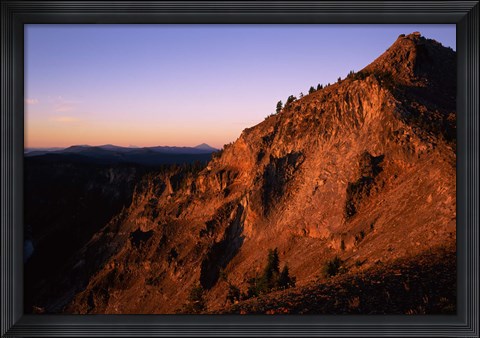 Framed Watchman at sunrise, Crater Lake National Park, Oregon, USA Print