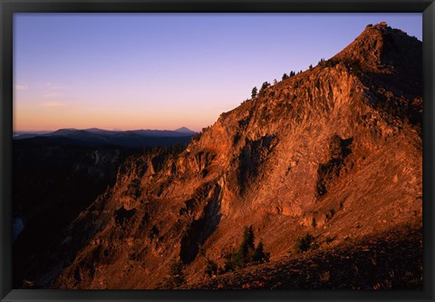 Framed Watchman at sunrise, Crater Lake National Park, Oregon, USA Print