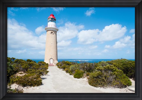Framed Lighthouse at coast, Cape du Couedic Lighthouse, Flinders Chase National Park, Kangaroo Island, South Australia, Australia Print