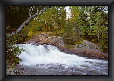 Framed Waterfall in a forest, Oxtongue River, Algonquin Provincial Park, Ontario, Canada Print