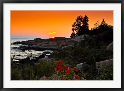 Framed Rock formations on the coast, Georgian Bay, Ontario, Canada Print