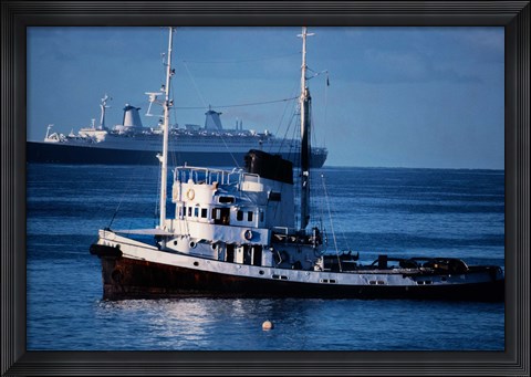 Framed Ships in the sea, USA Print