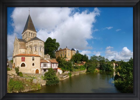 Framed Church on a hill, Saint Sauveur Church, Mareuil-Sur-Lay-Dissais, Pays De La Loire, Vendee, France Print