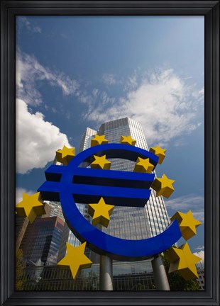 Framed Euro Sign, Frankfurt, Germany (vertical) Print