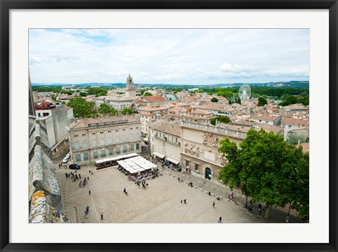 Framed Aerial view of square named for John XXIII, Avignon, Vaucluse, Provence-Alpes-Cote d&#39;Azur, France Print