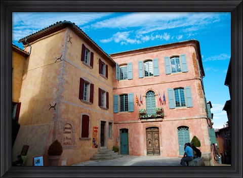 Framed Facade of a building, Hotel de Ville, Roussillon, Vaucluse, Provence-Alpes-Cote d&#39;Azur, France Print