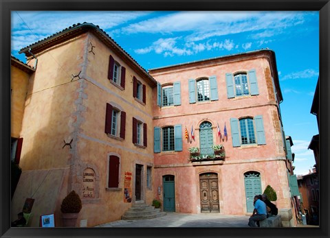 Framed Facade of a building, Hotel de Ville, Roussillon, Vaucluse, Provence-Alpes-Cote d&#39;Azur, France Print