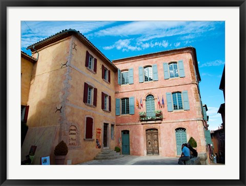 Framed Facade of a building, Hotel de Ville, Roussillon, Vaucluse, Provence-Alpes-Cote d&#39;Azur, France Print