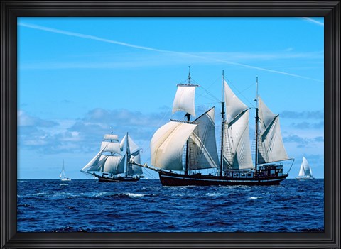 Framed Tall ship regatta, France Print