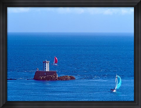 Framed Hospic Lighthouse at Ile-De-Brehat archipelago, Paimpol, Cotes-d&#39;Armor, Brittany, France Print