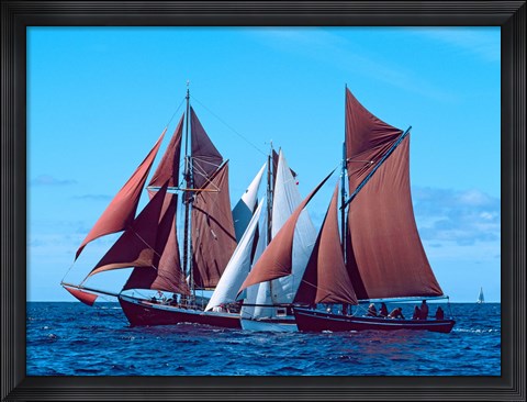 Framed Three Tall ships in the Baie De Douarnenez, France Print
