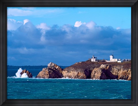 Framed Lighthouse at Pointe Du Toulinguet, Celtic Sea, Finistere, Brittany, France Print