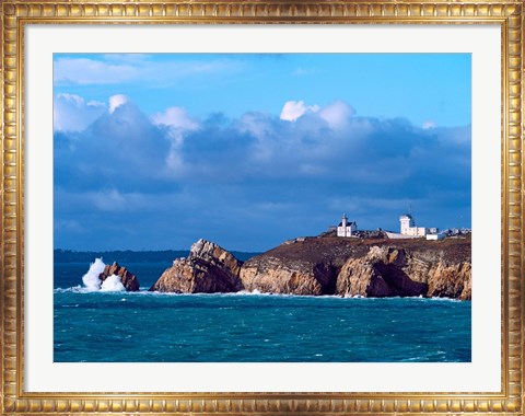 Framed Lighthouse at Pointe Du Toulinguet, Celtic Sea, Finistere, Brittany, France Print