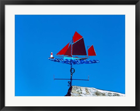 Framed Low angle view of weather vane, Morgat, Crozon, Finistere, Brittany, France Print