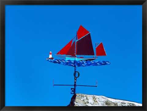 Framed Low angle view of weather vane, Morgat, Crozon, Finistere, Brittany, France Print