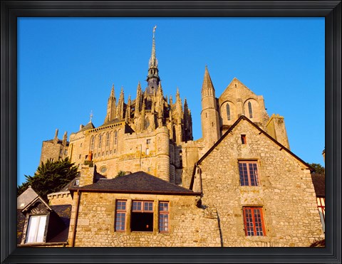Framed Low angle view of buildings at Mont Saint-Michel, Manche, Basse-Normandy, France Print