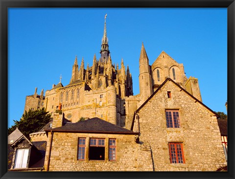 Framed Low angle view of buildings at Mont Saint-Michel, Manche, Basse-Normandy, France Print