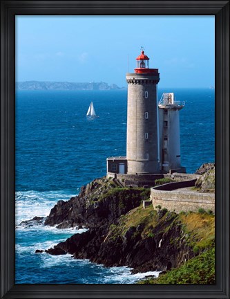 Framed Lighthouse at the coast, Phare du Petit Minou, Goulet de Brest, Finistere, Brittany, France Print