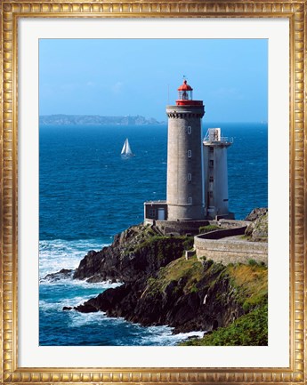 Framed Lighthouse at the coast, Phare du Petit Minou, Goulet de Brest, Finistere, Brittany, France Print