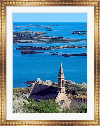 Framed La Trinite Chapel at Ile-De-Brehat archipelago, Cotes-d&#39;Armor, Brittany, France Print