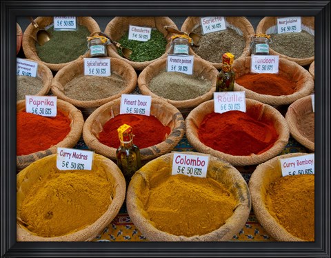 Framed Colorful Spices for Sale in Arles, Bouches-Du-Rhone, Provence-Alpes-Cote d&#39;Azur, France Print