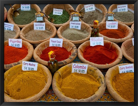 Framed Colorful Spices for Sale in Arles, Bouches-Du-Rhone, Provence-Alpes-Cote d&#39;Azur, France Print