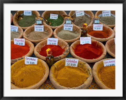 Framed Colorful Spices for Sale in Arles, Bouches-Du-Rhone, Provence-Alpes-Cote d&#39;Azur, France Print