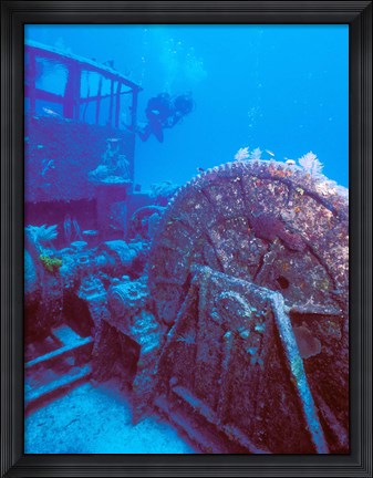 Framed Doc Polson Wreck in the sea, Grand Cayman, Cayman Islands Print