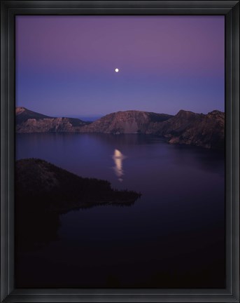 Framed Moon reflection in the Crater Lake, Crater Lake National Park, Oregon, USA Print