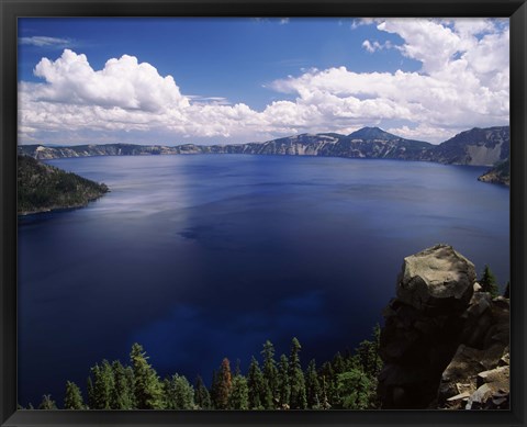 Framed Summer thunderstorms over Crater Lake, Crater Lake National Park, Oregon, USA Print