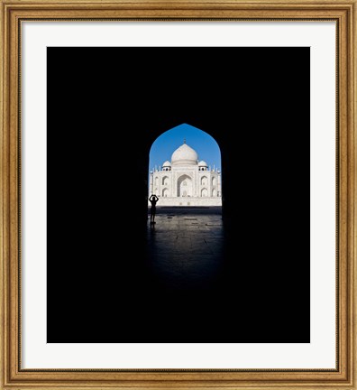 Framed Mausoleum viewed through an arch, Taj Mahal, Agra, Uttar Pradesh, India Print
