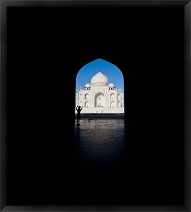 Framed Mausoleum viewed through an arch, Taj Mahal, Agra, Uttar Pradesh, India Print