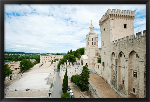 Framed Palace in a city, Notre-Dame Des Domes, Le Palais des Papes, Palais Des Papes,  Provence-Alpes-Cote d&#39;Azur, France Print